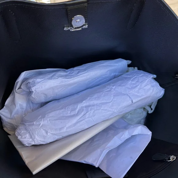 Coach buffalo Plaid Check Reversible Tote Handbag&wallet Red Black - Picture 5 of 13